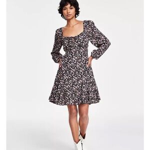 Lucky Brand Floral Flirty Flouncey LS Mini Boho Chic Dress 99% Modal XSmall NWT